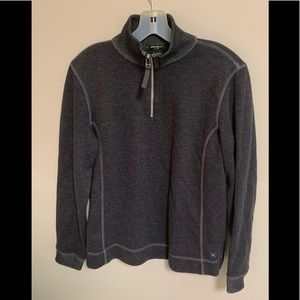 Eddie Bauer Sweater Black Gray Quarter Zip Cotton